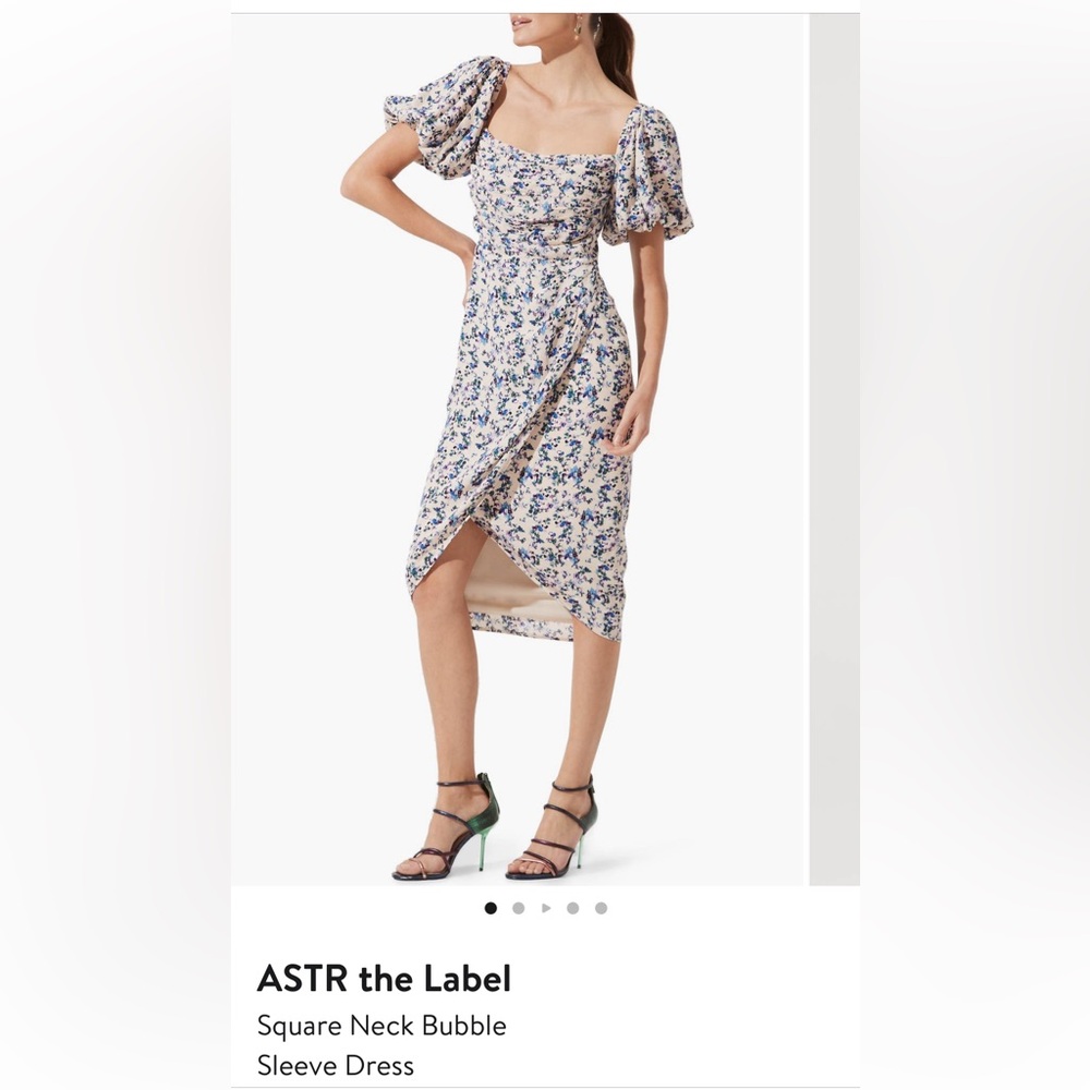 ASTR the Label square neck bubble sleeve dress, size medium